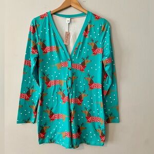 NEW Long Sleeve Romper Pajamas Holiday Dachshund size Large